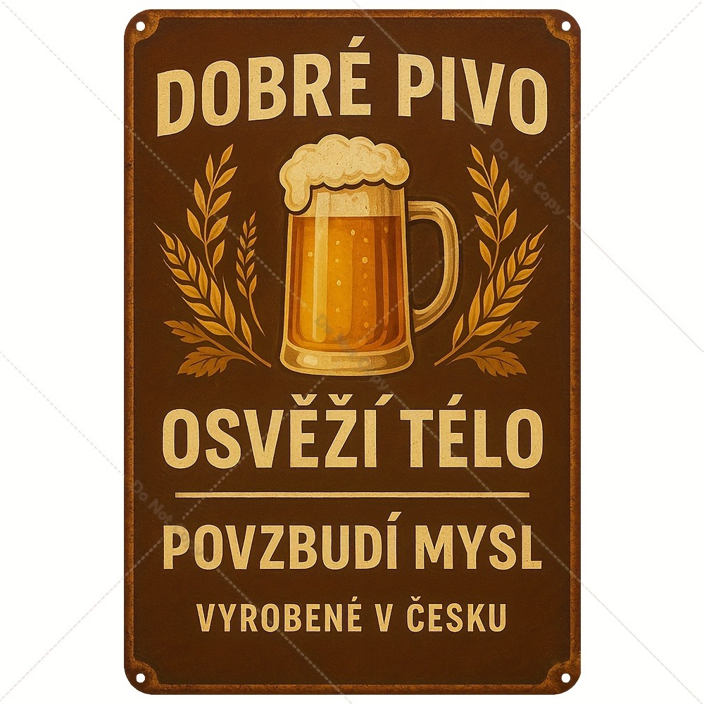 Brass Weight Plate - Vintage Czech Beer Metal Sign -
