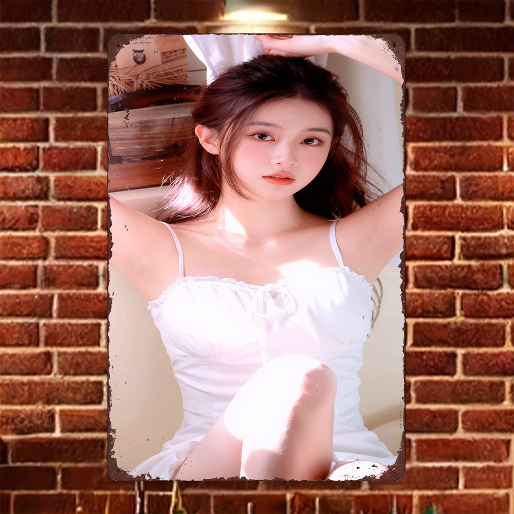 Brass Weight Plate - HD Tin Sign Vintage Asian Girl