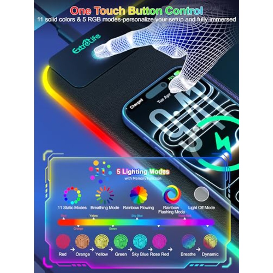Mouse Pad with 15W Wireless Ch - Gaming Keyboard No Number Pad 评论和价格