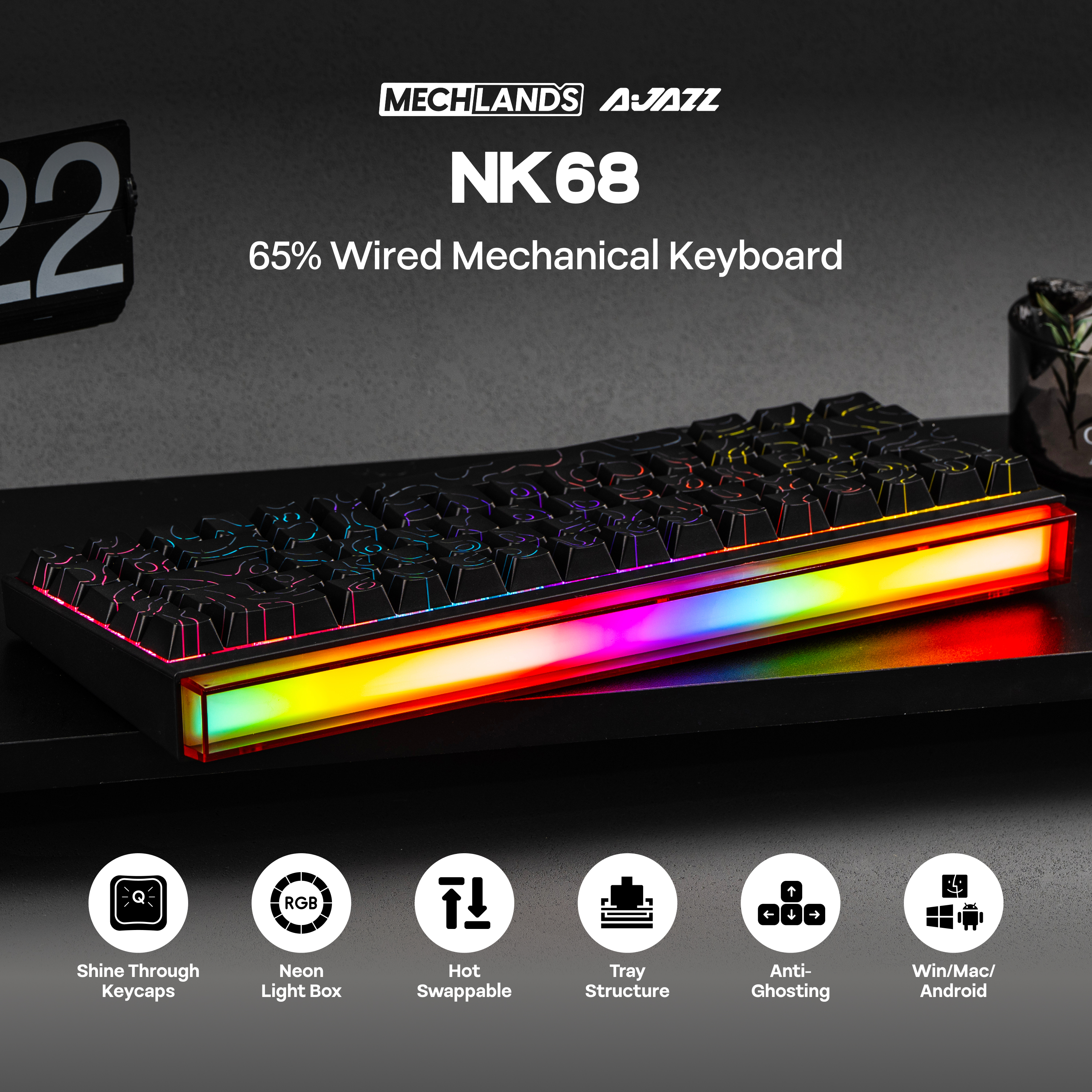 AJAZZ NK68 65% Compact Hot-Swa - Keyboard Gaming Mac 评论和价格