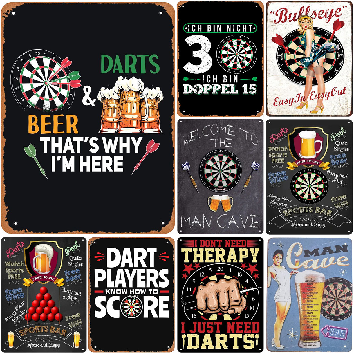 Vintage Darts & Beer Tin Sign, - Brass Weight Plate 评论和价格