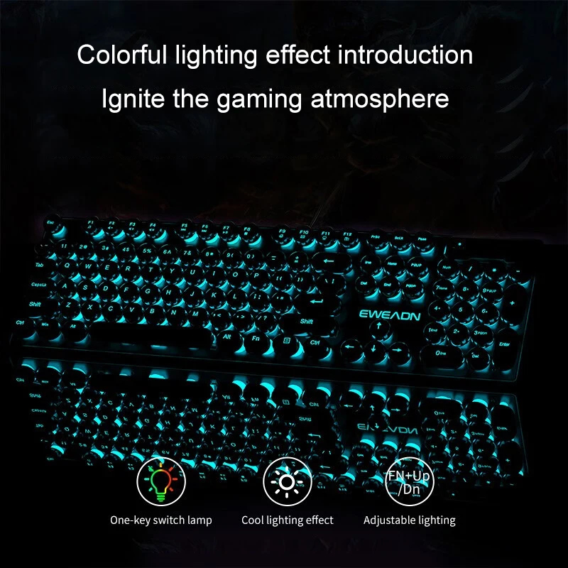 Retro Punk Mechanical Feel Key - Gaming Keyboard Mouse Wireless 评论和价格