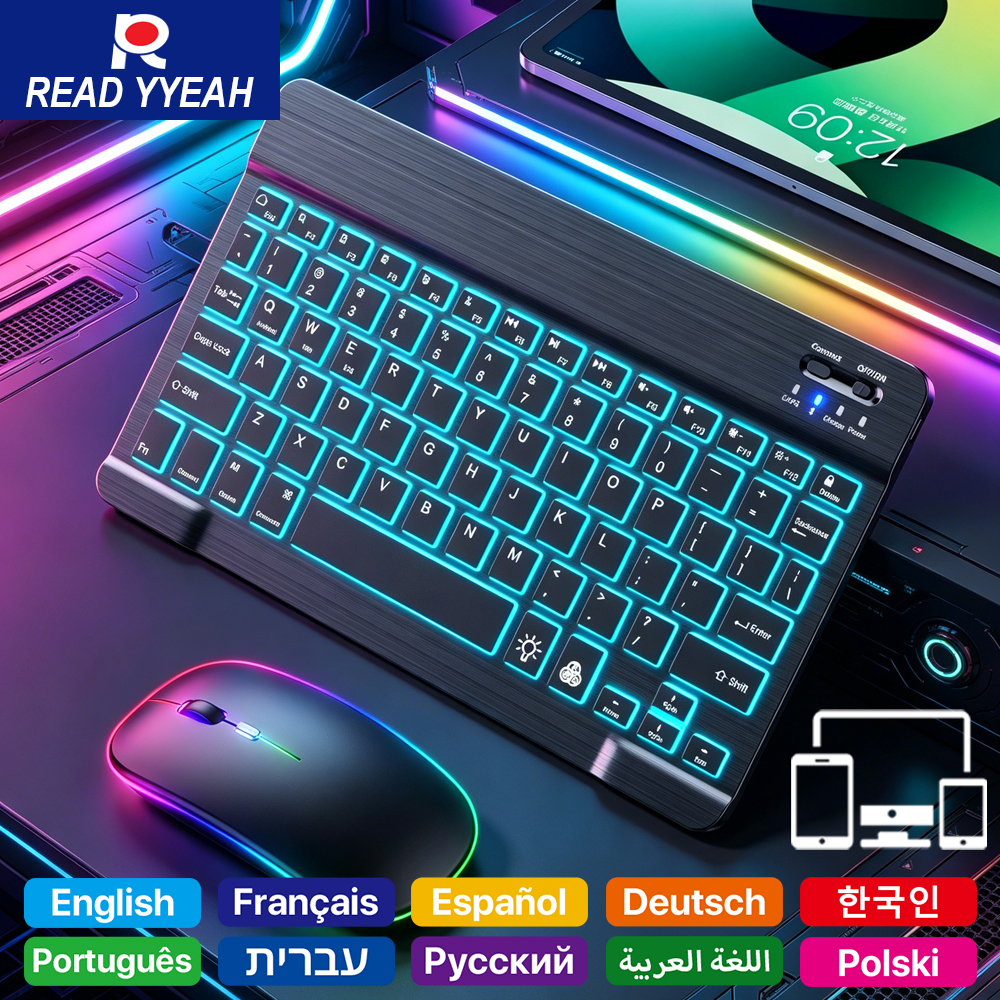 READ YYEAH RGB Backlit Bluetoo - Gaming Keyboard Mouse Wireless 评论和价格
