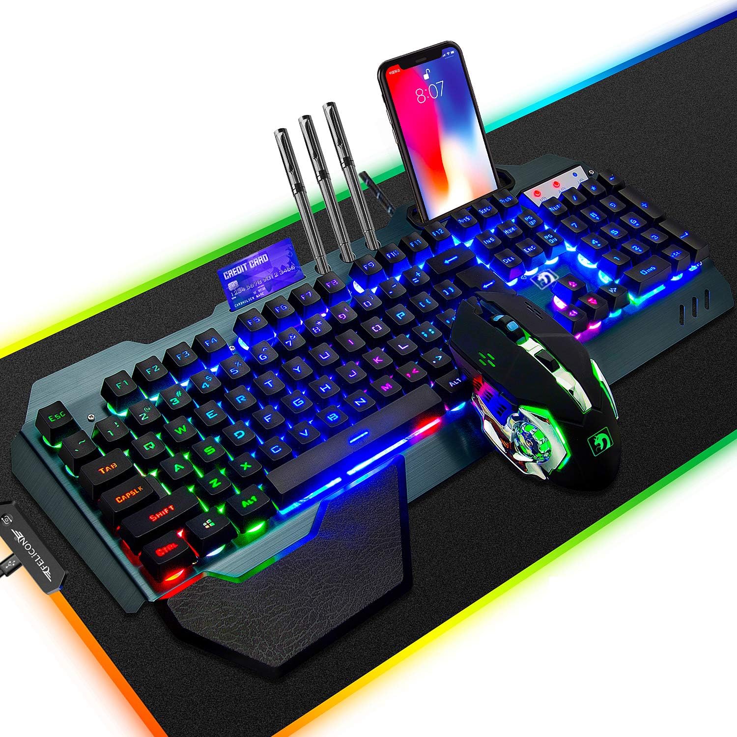 RGB Gaming Keyboard Mouse Comb - Gaming Keyboard No Number Pad 评论和价格