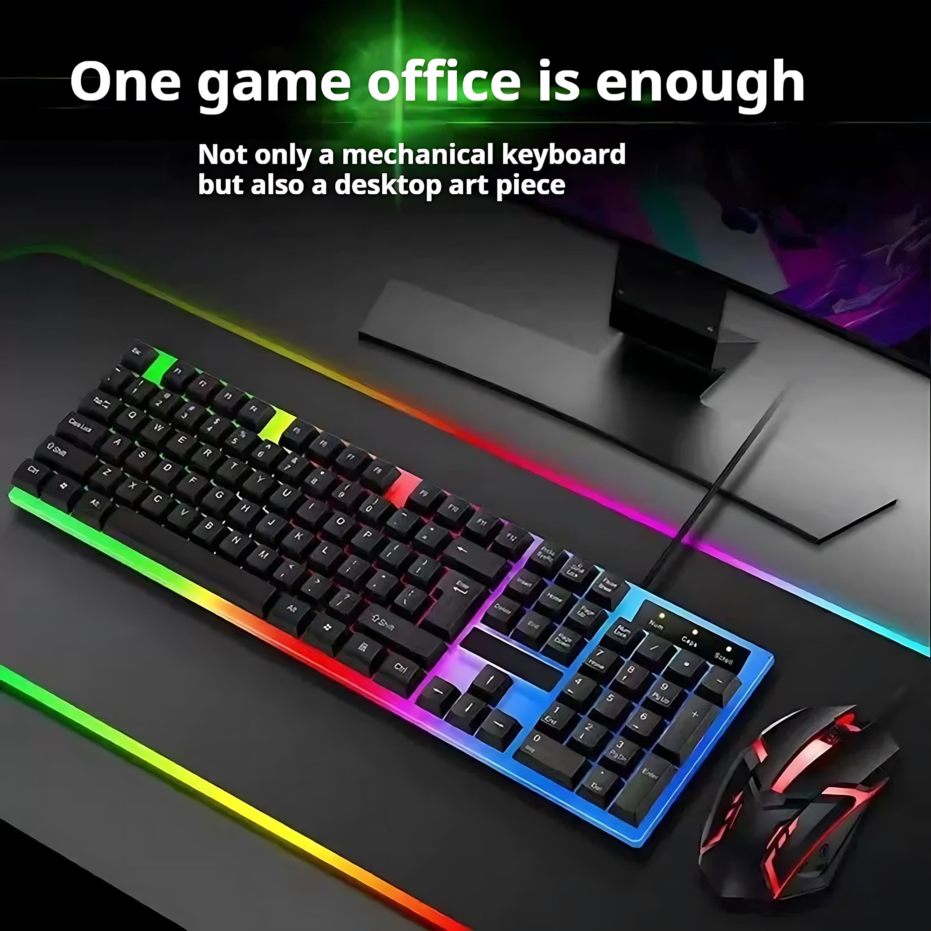 Rainbow Backlit Wired Keyboard - Gaming Keyboard Mouse Wireless 评论和价格