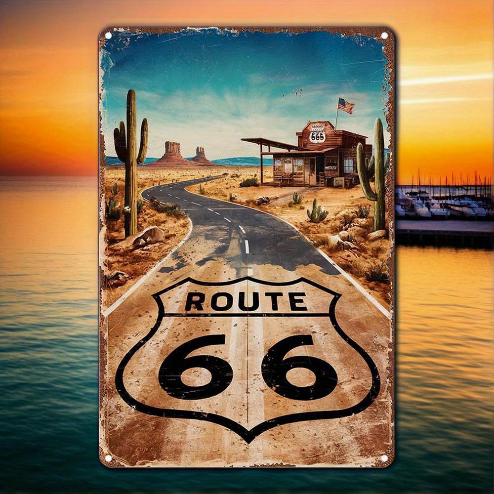 Vintage Route 66 Metal Sign -  - Brass Weight Plate 评论和价格