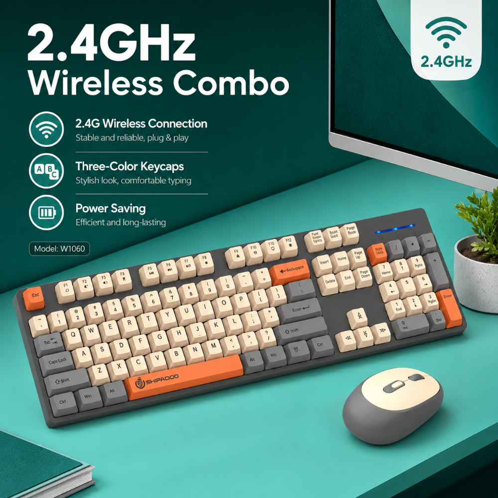 SHIPADOO W1060 2.4G Wireless G - Gaming Keyboard Mouse Set 评论和价格