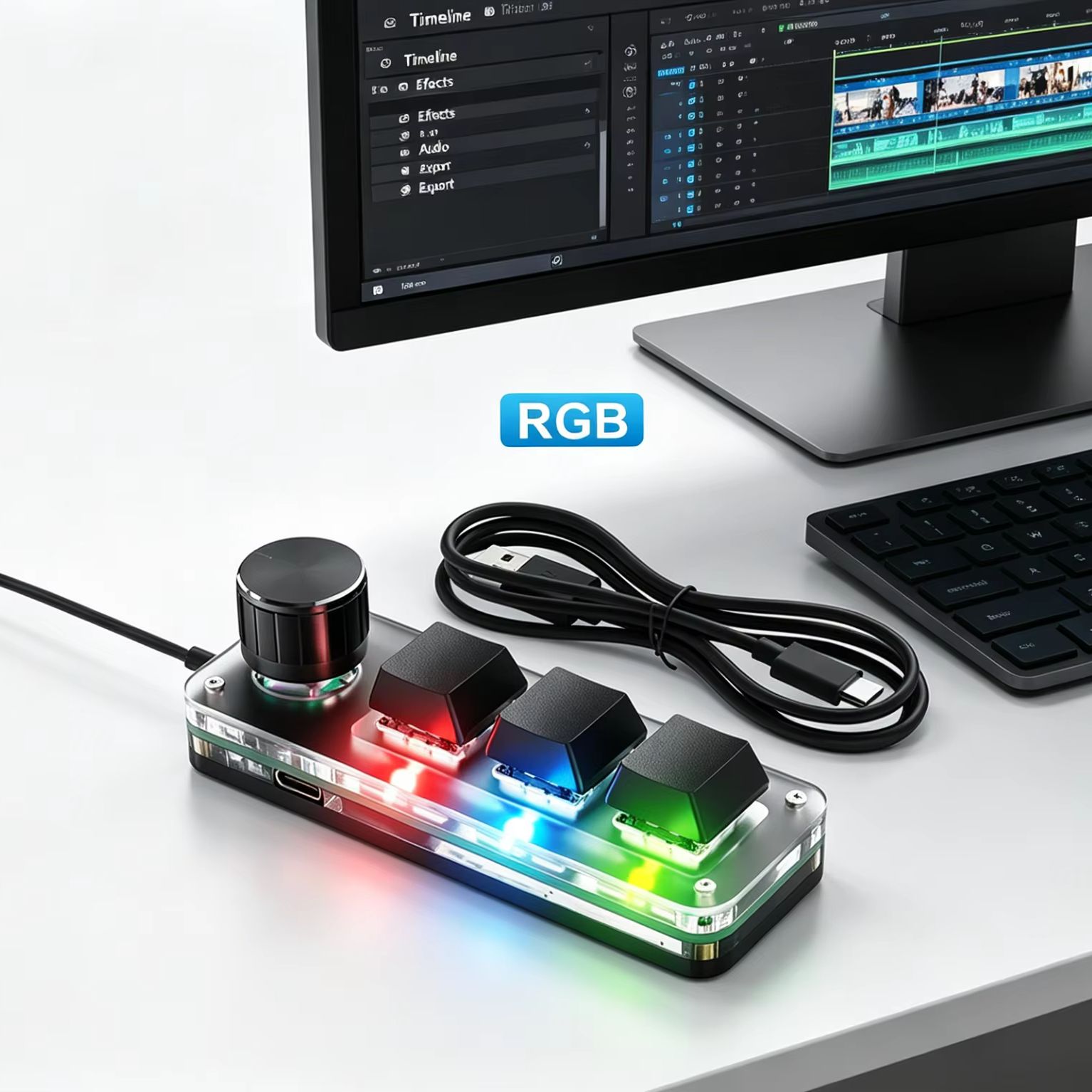 Programmable 3 Keys With Knob  - Gaming Keyboard No Number Pad 评论和价格
