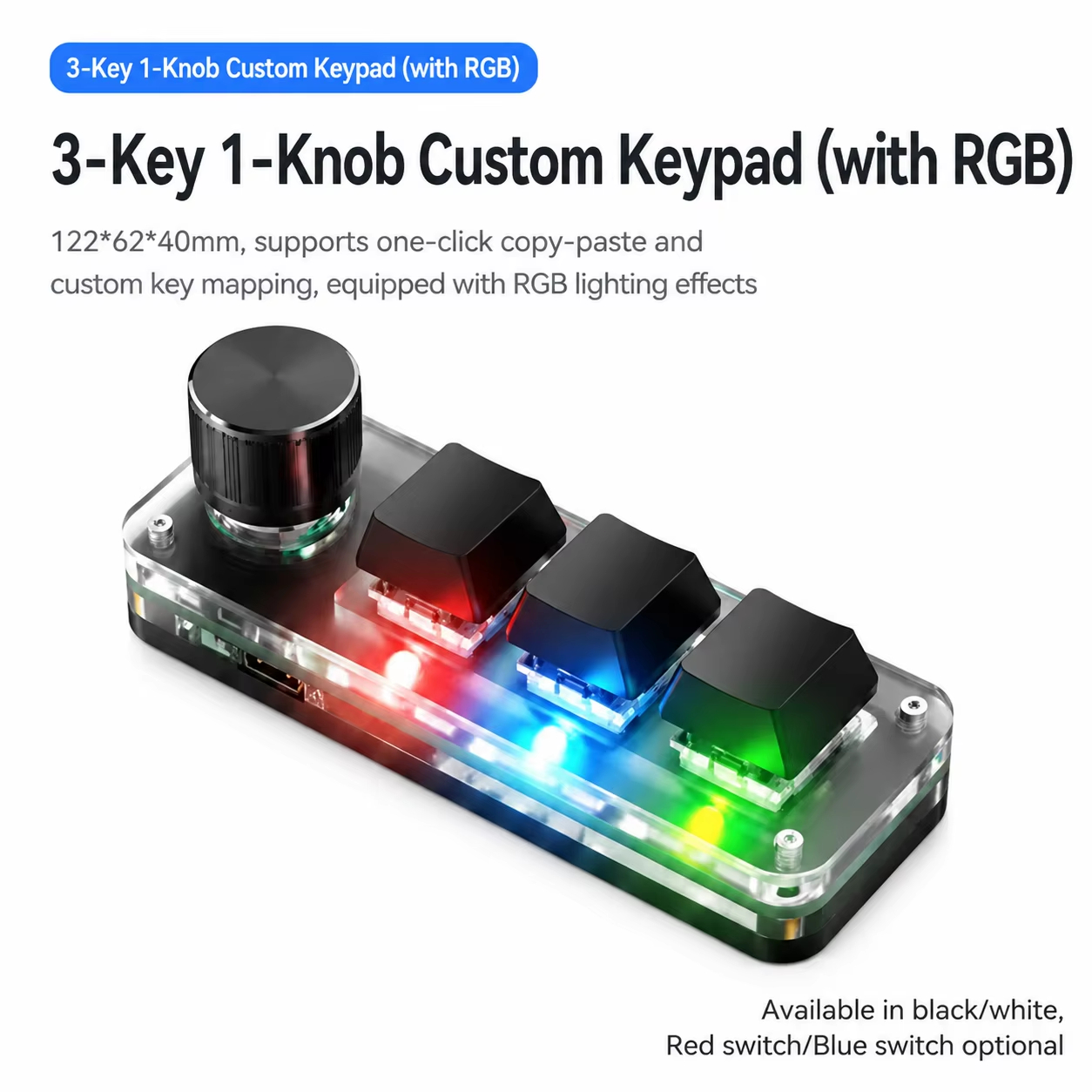 Programmable 3 Keys With Knob  - Gaming Keyboard No Number Pad 评论和价格