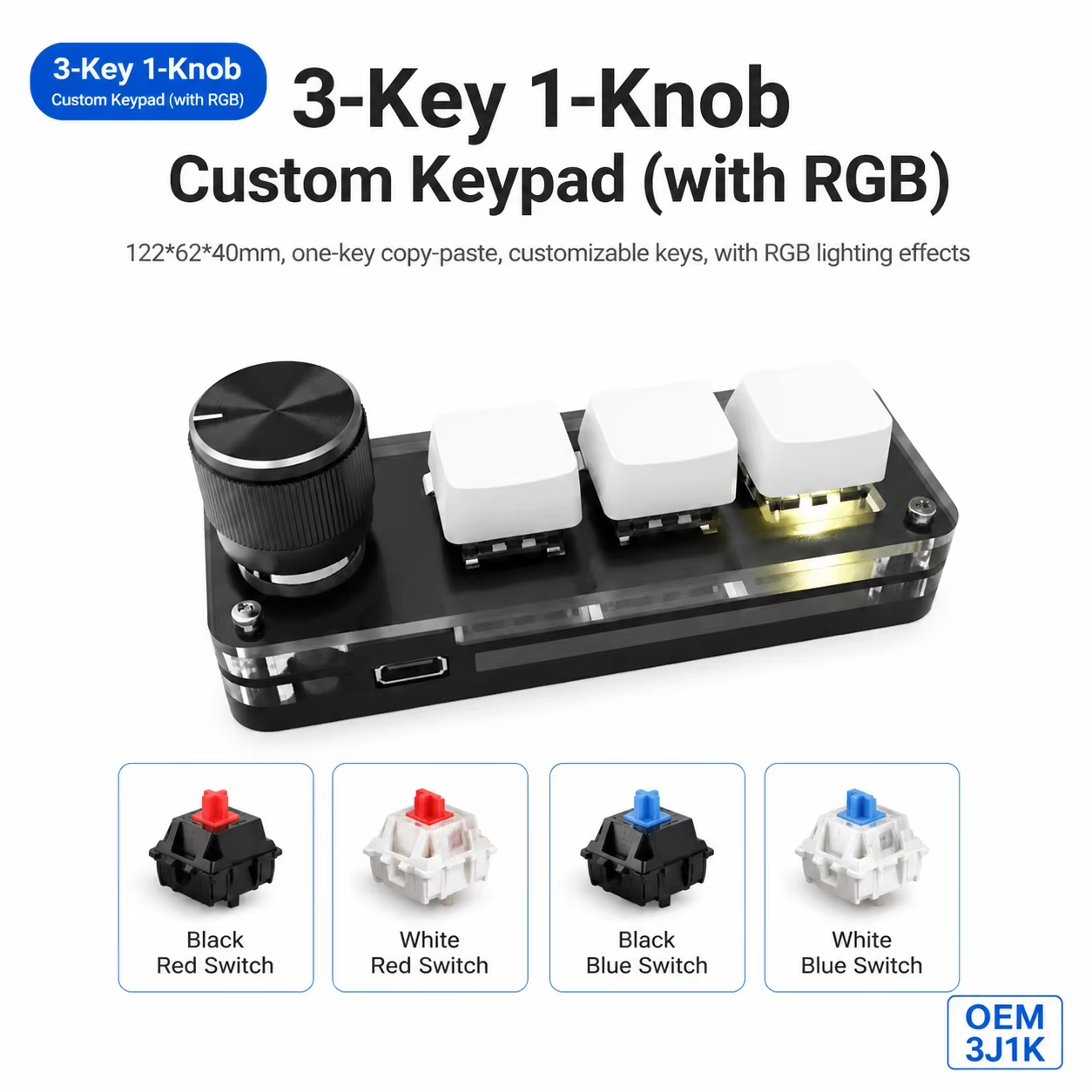 Programmable 3 Keys With Knob  - Gaming Keyboard No Number Pad 评论和价格