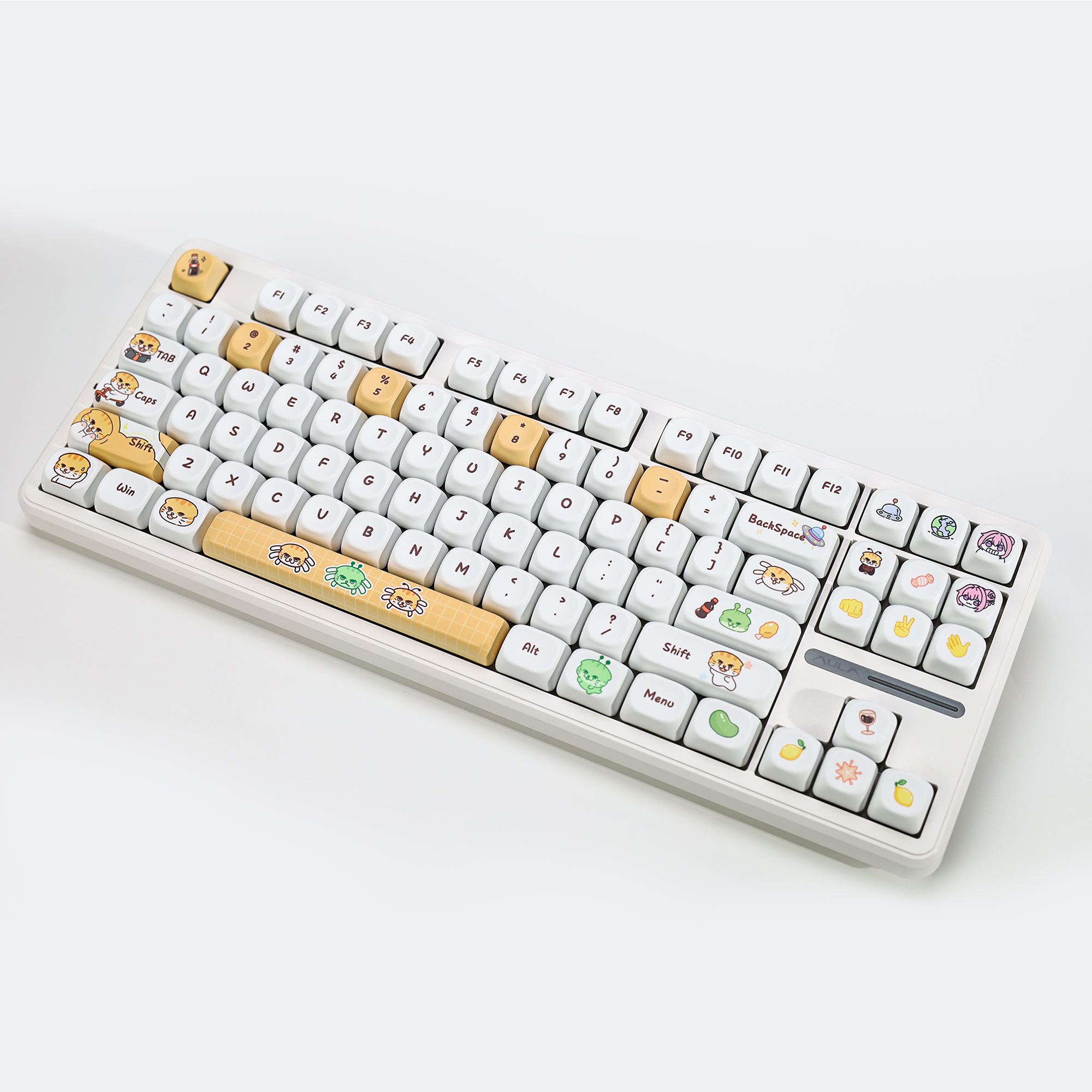 KBDiy Cute Bad Cat Theme Keyca - Gaming Keyboard No Number Pad 评论和价格