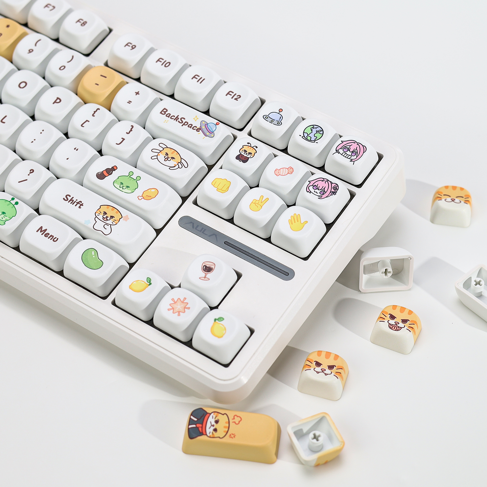 KBDiy Cute Bad Cat Theme Keyca - Gaming Keyboard No Number Pad 评论和价格