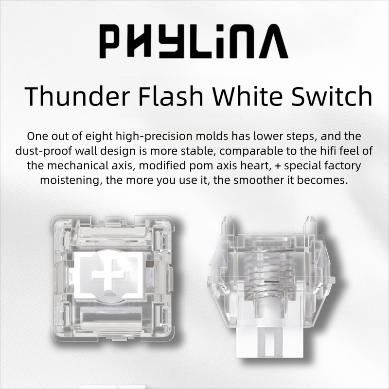 PHYLINA ThunderFlash White Mag - Keyboard Gaming Transparent 评论和价格