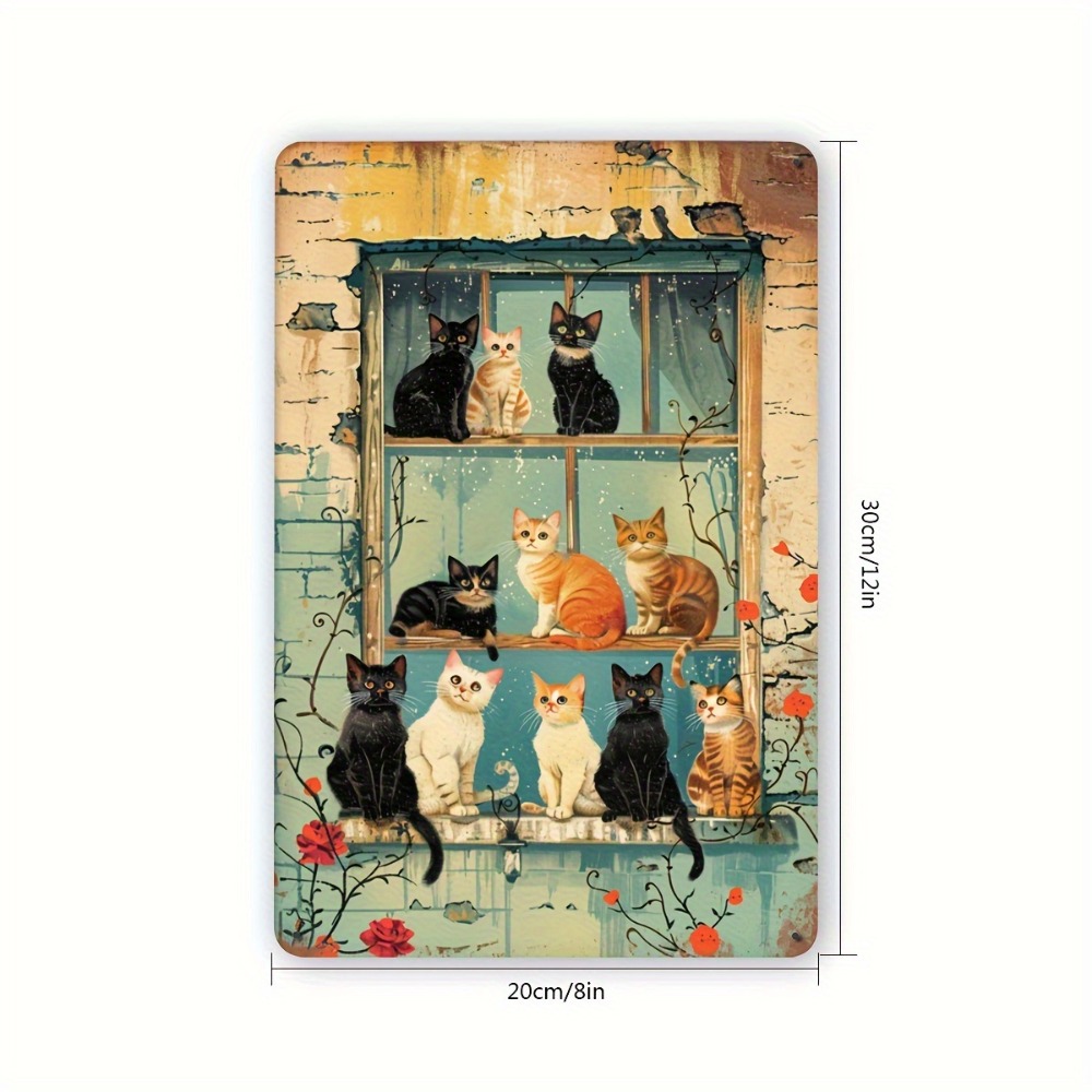 Vintage Cats Window Metal Sign - Brass Weight Plate 评论和价格